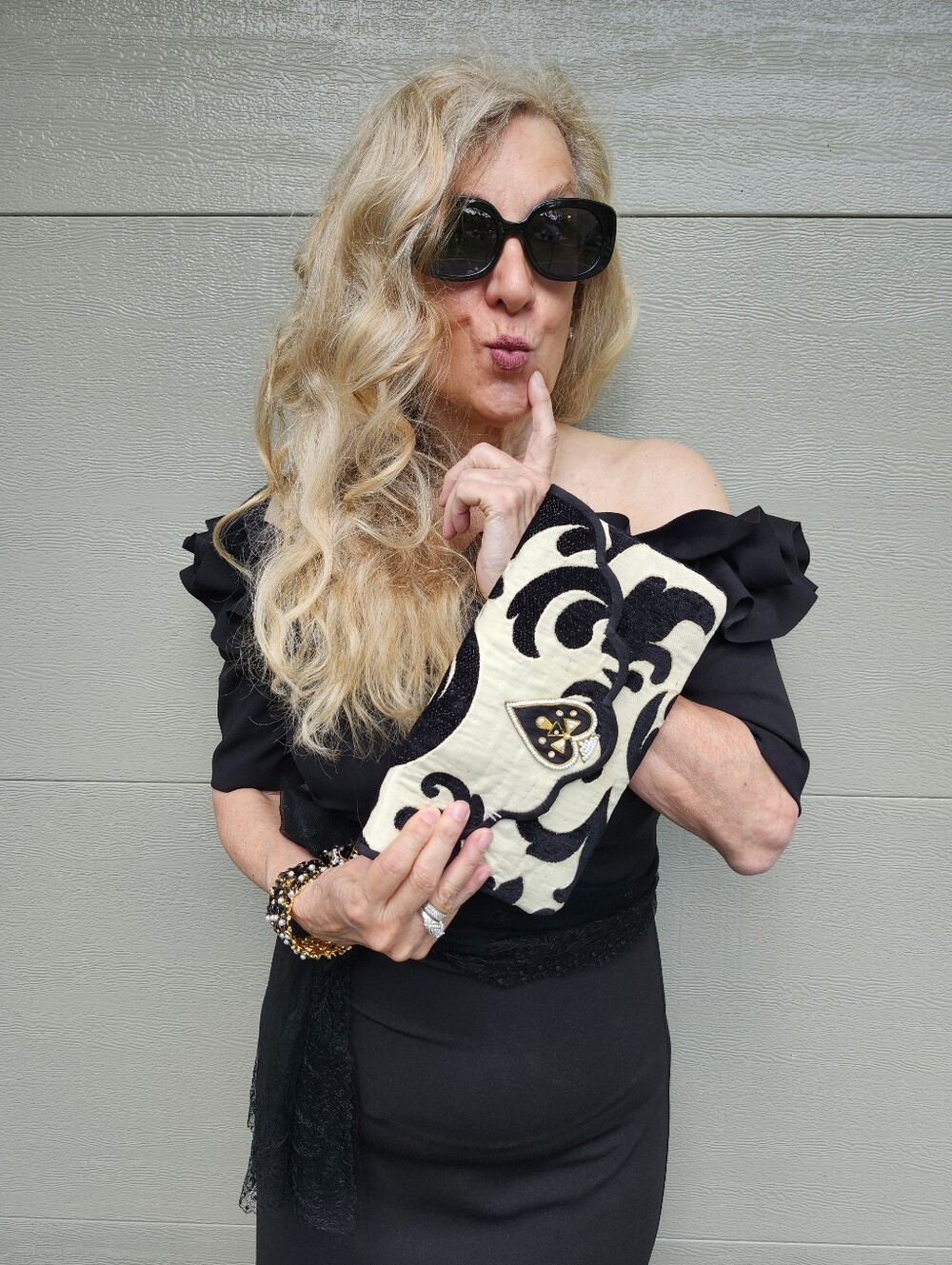 Pulnermacher Stunning Rare Vintage Black/Cream Jacquard Shoulder Bag/Clutch, $85